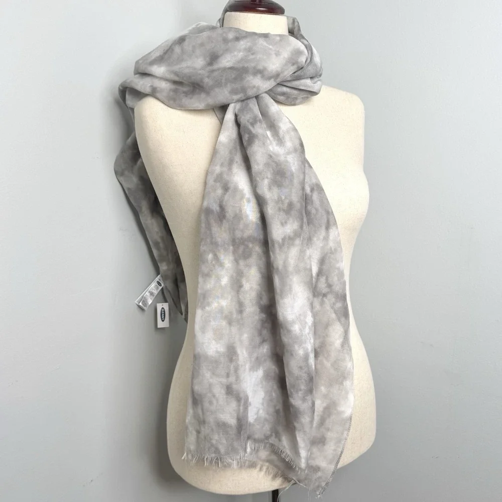 OLD NAVY Grey & White Tie Dye NEW with tags lightweight scarf‎ 72